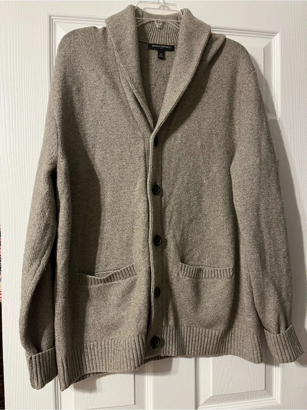 Banana Republic Men’s Shawl Collar Cardigan - Taupe Heather